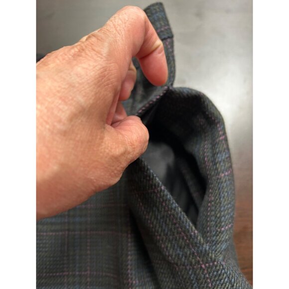 Vintage Made in USA 100% Wool‎ Midi Skirt Glen Plaid with Pink Threading Sz 12 - Picture 8 of 10